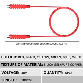 6Pcs Magnetic Test Leads Silicone Flexible Jumper Test Wire Soft Sensors Switches Test Lead for Testing 30V AC/5A 20AWG Professional Low Voltage Magnetic Jumper