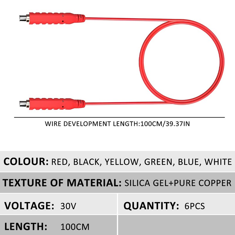 6Pcs Magnetic Test Leads Silicone Flexible Jumper Test Wire Soft