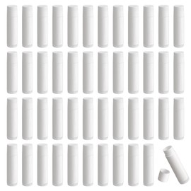 Lipstick Sleeves Empty, Pack of 50 Lipstick Tubes, Plastic Empty Lip Balm Refillable with Cap for DIY Homemade Lip Balms (White, 5 g)