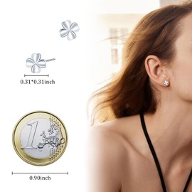 MICMIF Women's Earrings Clover Stud Earrings 925 Silver Hypoallergenic Silver Earrings Gifts for Women Girls Children, Sterling Silver, No Gemstone