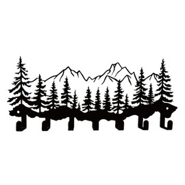 Wasise Key Holder for Wall - Metal Hanger Wall Mount, Key Holder Mount with 7 Hooks, Metal Decorative Organizer Rack, Front Door, Entryway Hooks, Mountains and Trees Fashion Creativity Decor