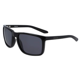 Dragon Men's Melee Rectangular Sunglasses, Shiny Black/Smoke, 59 mm