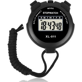 Stopwatches, Digital Sports Stop watch, referee kit, Handheld stopwatch Split Lap Timer, Neck Stopwatch, Shockproof Waterproof Stopwatch with LCD Display for Coaches Swimming Running Training (Black)