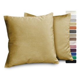 BEAUTEX Lea Velvet Cushion Covers, Set of 2, Premium Cushion Covers, Sofa and Decorative Cushions, Choice of Size and Colour (Gold, 45 x 45 cm)