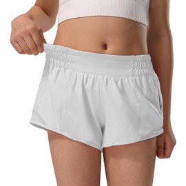 HXUNJW Girls Athletic Shorts Lightweight Running Shorts for Teen Girls Kids Liner with Zip Pocket and Elastic, White, X-Large