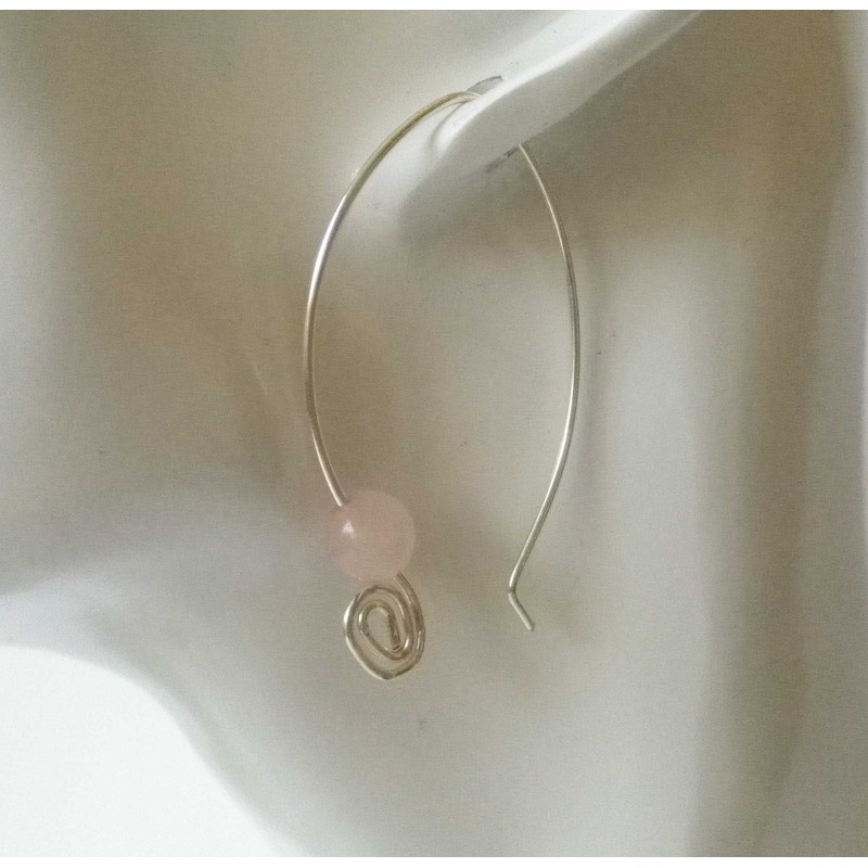 Ohrringe ELIPS Edelstein versilbert (Rosenquarz)