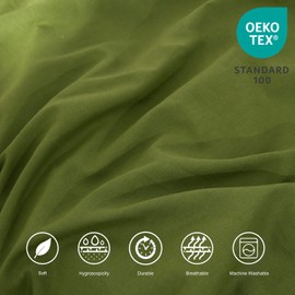 BISELINA Linen Sheet French Flax Flat Sheet Only 55% Euro Linen 45% Cotton Basic Style Solid Color Soft Breathable Farmhouse Top Sheet 1-Piece (King, Forest)