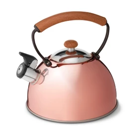 Pinky Up Hadley Stainless Steel Tea Kettle for Stovetop, Whistling Teapot, Ergonomic Handle, Fast Heating, Compatible with Gas, Electric, and Induction Stoves, 70 oz, Rose Gold