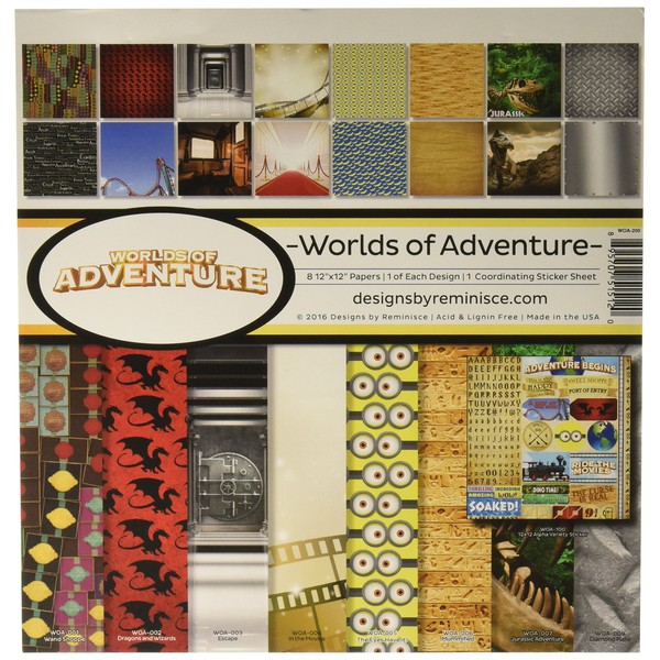 Reminisce Worlds of Adventure Collection Kit, Multicolor, 12" by 12", (WOA-200)