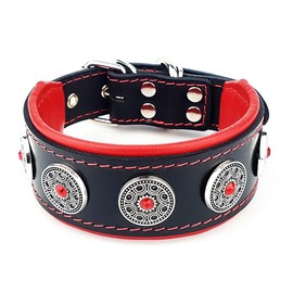 Bestia Bijou Collar, Studded, Handmade, French Bulldog, Bulldog, Terrier, German Shepherd, 2 inch Wide, 100% Leather, Soft Padded, Made in Europe