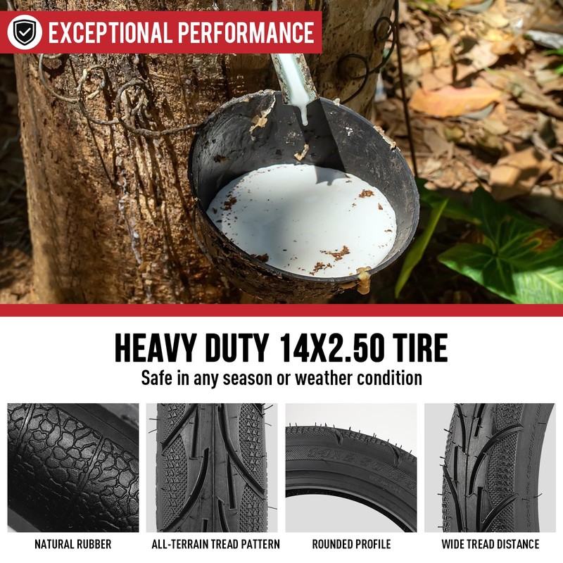Mtilieosa 14x2.50 Ebike Tire,64-254 Tubeless Tire with PVR50 Angled Valve