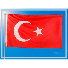 Aricona Türkiye National Flag with Brass Eyelets, Weatherproof Flag for Flagpole, 100% Polyester, 90 x 150 cm