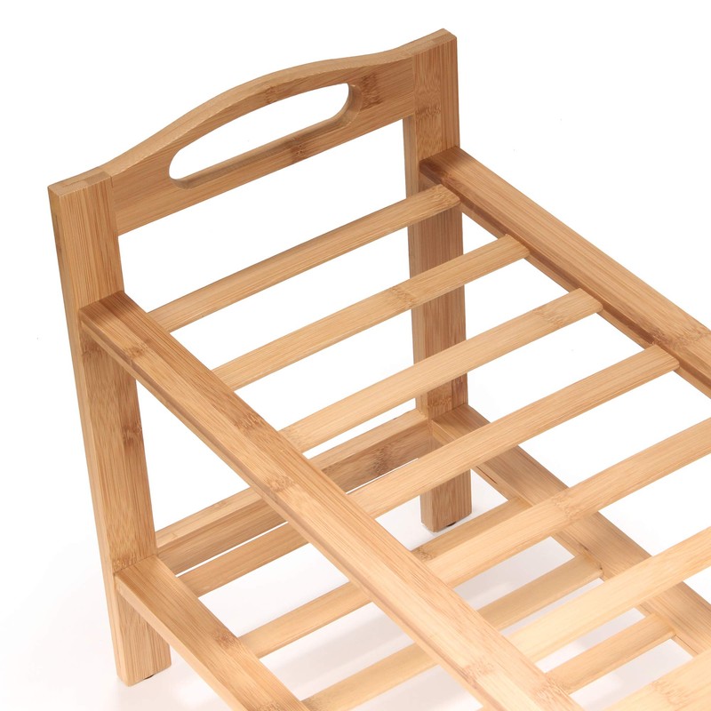 BambooMN 2-Tier Bamboo Wood Shoe Rack, for Entryway or Doorway
