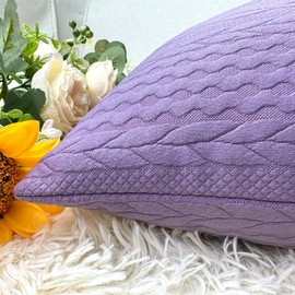 Booque Valley Rectangular Throw Pillow Covers, Pack of 2 Super Soft Elegant Modern Knit Lumber Violet Cushion Covers, Oblong Pillowcases for Sofa Bed Car Chair, 12 x 20 inch (Purple)