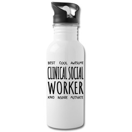 Shirt Luv Clinical Social Worker Water Bottle Gifts Funny Appreciation Thank You For Men Women 20 fl oz Bottle White