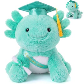 HyDren 2026 Graduation Gifts Plush Axolotl 10 Inch Stuffed Animal Signature for Class of 2026 Graduation Congratulations with Cap Plushies Certificate Axolotl Bear for Students Gifts(Green)
