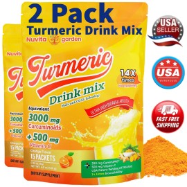 NuvitaGarden Ultra Potent Turmeric Supplement with 3000mg Curcuminoids & Vitamin C 30 Pockets