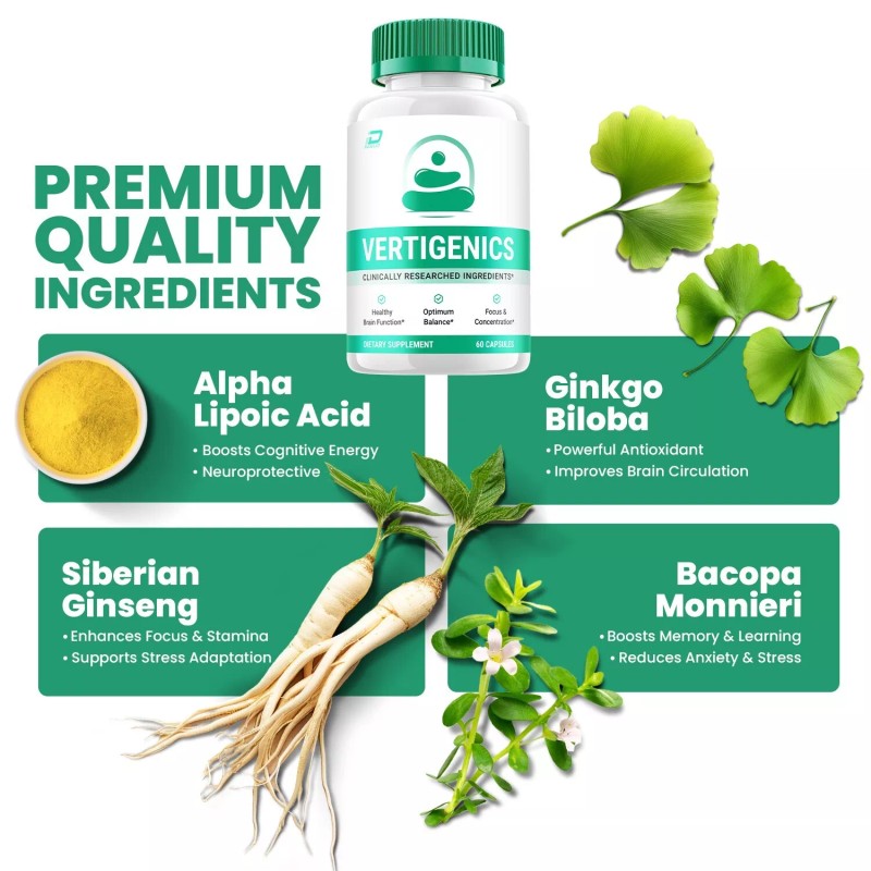 Vertigenics (3 Pack) Vertigenics Brain Supplement Capsules-Verti Genics All-Natural