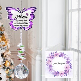 Christmas Unique Gifts for Mom, Mom Birthday Gifts, Mom Gifts from Daughter Son, Birthday Gifts for Mom, Sentimental Gifts for Mom, Butterfly Crystal Suncatcher for Window Hanging