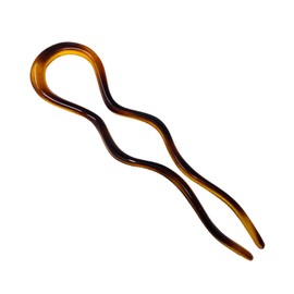 Parcelona French Wavy Long Tortoise Shell Brown Extra Large 5" Celluloid Made in France Crink U Shape Hair Bun Holder Hair Pin Stick for Women and Girls