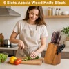 6 Slots Kitchen Knife Holder for Countertop, Brown Kitchen Knife