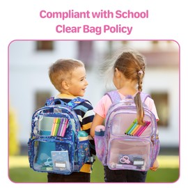 Bagseri Clear Backpack for Kids - 15 Inch Heavy Duty Clear Bookbag for School Safe and Lightweight Transparent Backpack for Kids Aged 3 to 7, Purple Mermaid
