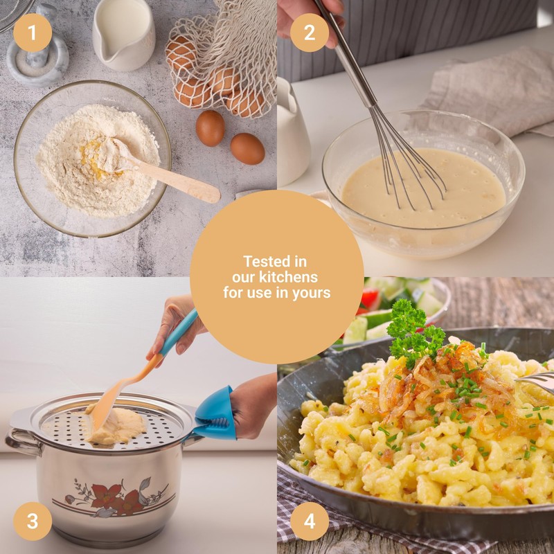 Spaetzle Maker Lid - Set with Silicone Spatula and 2