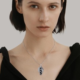 Ndocex Dragon Black Onyx Necklace for Women S925 Sterling Silver Dragon Black Onyx Necklace for Mom Her