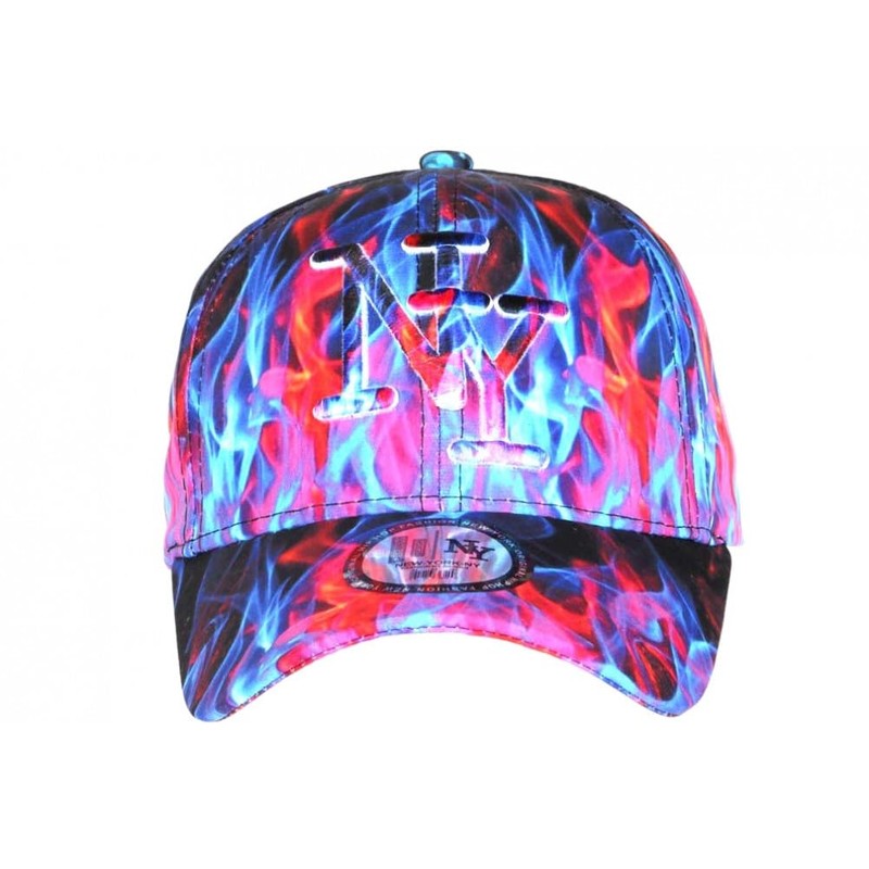 Hip Hop Honour NY Blue and Red Printed Flames Streetwear