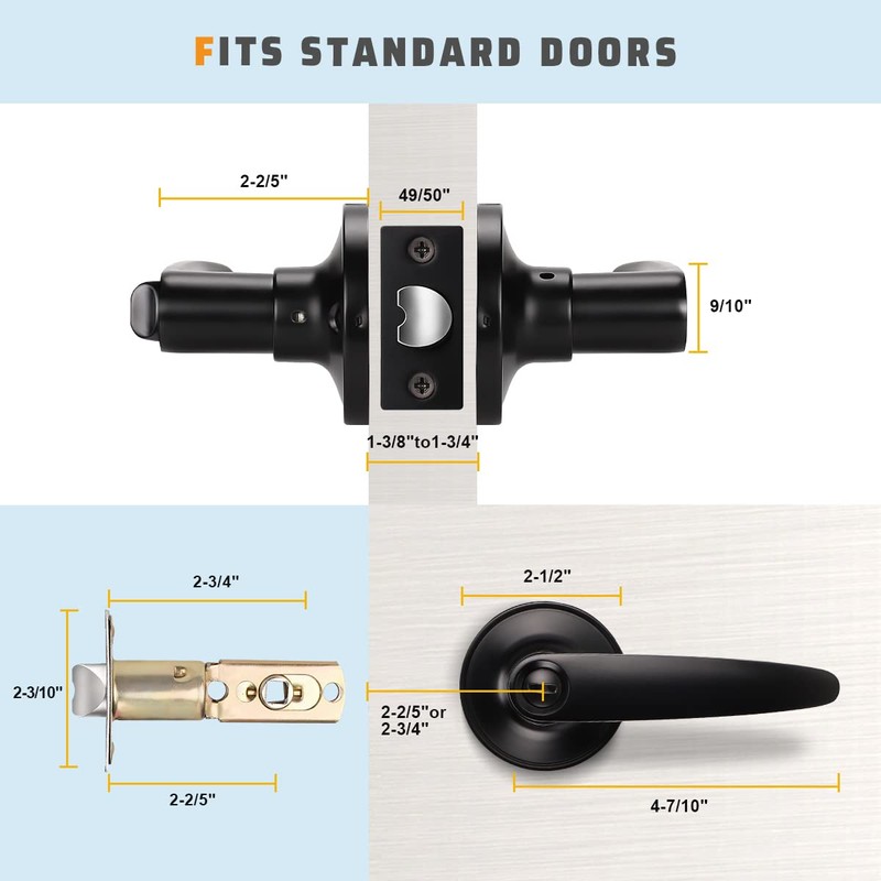 KNOBWELL 10 Pack Matte Black Door Handle Door Lever Set,