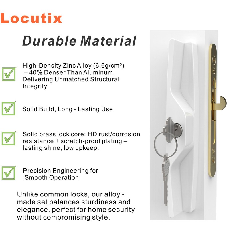 Sliding Glass Door Lock Set with Key Cylinder and Mortise