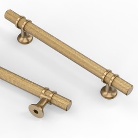 Asidrama 10 Pack 5 Inch(128mm) Knurled Champagne Bronze Kitchen Cabinet Handles, Cabinet Pulls Kitchen Cabinet Hardware Cupboard Handles Drawer Pulls