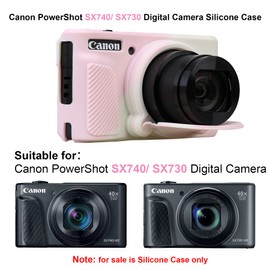 Elonbo Silicone Camera Case for Canon PowerShot SX740 / SX730 Digital Camera, Canon PowerShot SX740 HS / SX730 Camera Soft Rubber Protective Case with Detachable Lens Cover, Off Pink