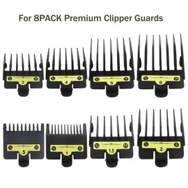 Updated 8pcs Hair Clipper Guards Set 1/16, 1/8, 3/16, 1/4, 3/8, 1/2, 5/8, 3/4inch (#0.5, #1, #1.5, #2,#3,#4,#5,#6), Clipper Combs & Guides for Barberology Model FX890 FX870 FX825 FX673 by JRSHOME