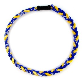 MapofBeauty 18" Fashion Three Braided Rope Sport Style Tornado Necklace (Royal Blue/Yellow)