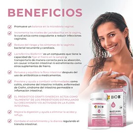 Bio B | Probióticos Women con 15 billones UFC + Hierro BioFerrin | Cepas especializadas + prebióticos | 30 cápsulas veganas