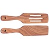 2pcs Slotted Turner Spatula Simple Wooden Spatula with Long Handlefor