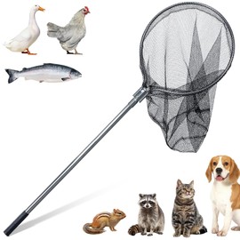 KHEARPSL Animal Catcher Net, Animal Catch Pole Large Size Chicken Catching Net for Cat Dog Bird Rooster Turkey Duck Goose Raccoon, Fishing Net with Telescoping Pole 43-78", 20" Net Opening ﻿