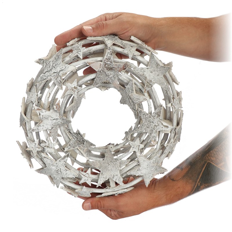 COM-FOUR® Vine Wreath with Stars, Decorative Table Wreath Made of