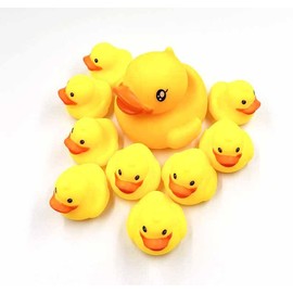 Happium Mummy Duck, Mini Rubber Ducks Pack of 10 Squeaky Yellow Duck Bath Toy Paddling Pool Game Summer Water Fun Toys for Kids (Kids Edition)