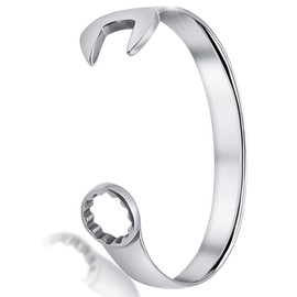 INTERNATIONAL BRANDS EXCESS STOCK TRADING U.K. I BEST U.K Men Bracelet Silver Spanner Bangle Biker Vintage Tool Design Large Size (Plain)