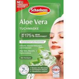 Mascarilla de Tela con Aloe Vera Schaebens – Hidratante y Calmante para Todo Tipo de Piel, Reduce Rojeces e Irritación, con Ácido Hialurónico y Glicerina