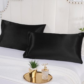 Satin Pillow Cases 4 Pack - Pillowcase for Hair and Skin Luxury Satin Silk Pillowcases with Zipper Closure Satin Pillow Case Standard Satin Silk Pillowcase (Silver, 50x75cm-4 Pack)