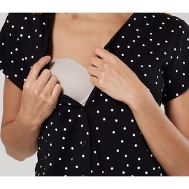 HAPPY MAMA Women's Maternity Nursing Nightie Nightdress Robe Set 1343 (Black, UK 8, S)