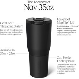 BrüMate Nav 35oz 100% Leak Proof Insulated Travel Tumbler with Magnetic BevLock™ Lid - Double Wall Cup-Holder Friendly Stainless Steel Mug (Kiwi)