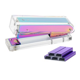 Clear Acrylic Rainbow Stapler Colorful Desktop Staplers with Classic Modern Design Sleek Office and Desk Accessories Gift Idea (Rainbow)