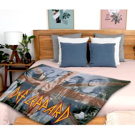 INTIMO Def Leppard Blanket Faded Union Jack Band Members Rock Music Fleece Throw Blanket 48" x 60" (122cm x152cm)