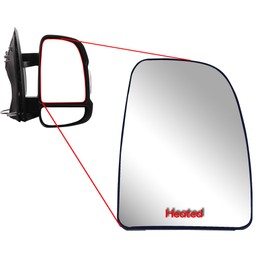 Replacement Passenger Right Side Mirror Upper Main Glass Heated with Back Plate for Ram Promaster 1500 2500 3500 from 2010 to 2023