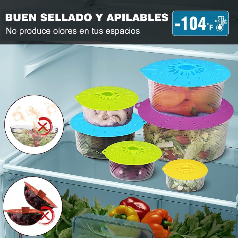 U Chef Juego de 5 Tapas de Silicona, Cubierta para