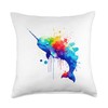 Splash Art Narwhal Narwhals Throw Pillow